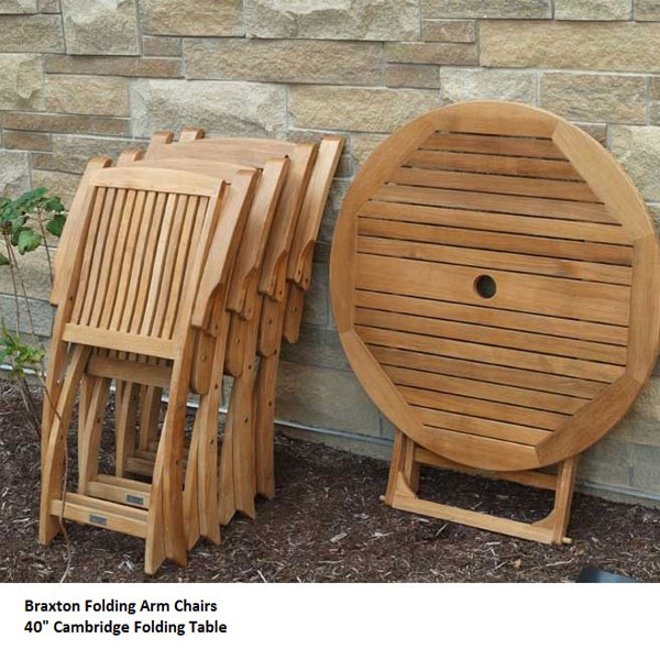 Teak Braxton Folding Arm Chair by Three Birds Casual - Image 2
